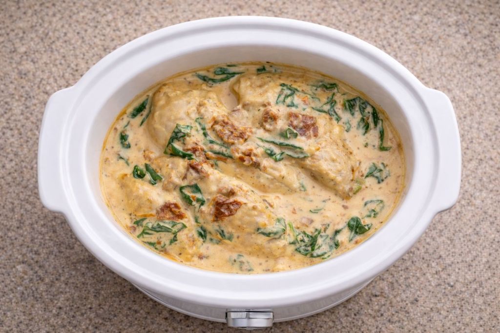 Easy Slow Cooker Creamy Tuscan Chicken (Budget-Friendly Family&nbsp;Favorite!)